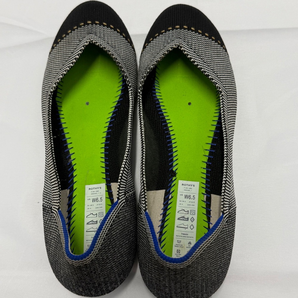 Rothy's The Point Gray Mist Cap Toe Ballet Flats Shoes Women 6.5 Career Academia - Picture 6 of 8